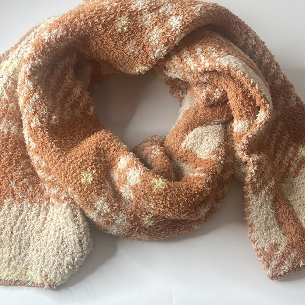 Aerie Offline Sweater Scarf Plaid Neutral Colors